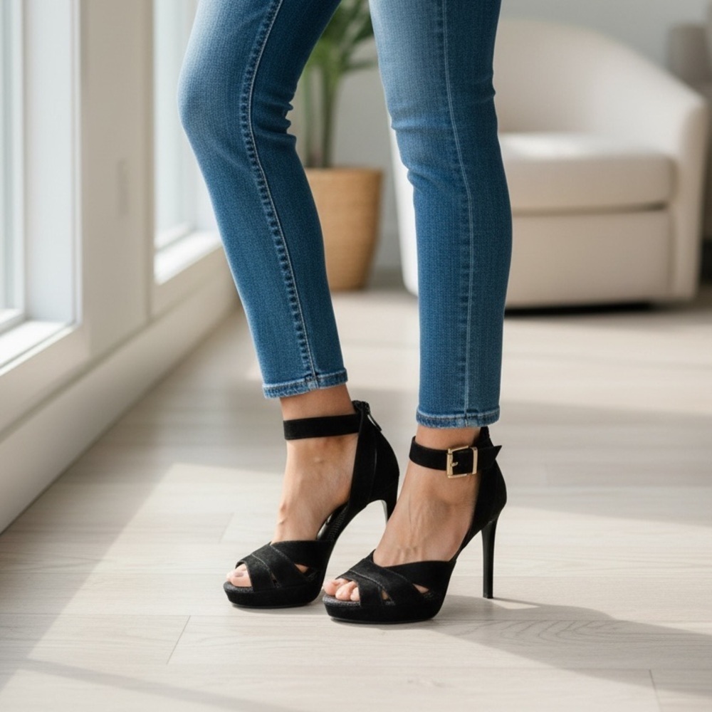 Burberry Elegant Black Platform Sandals